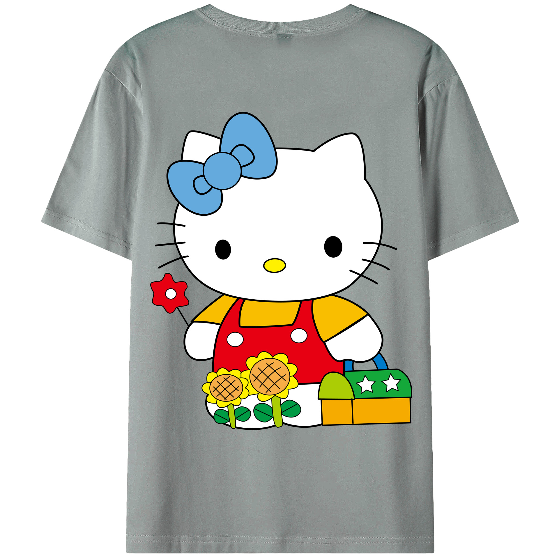 （画像用） Hello Kitty ハローキティ 綿100％ メンズ半袖Tシャツ（バックプリント） 通気性